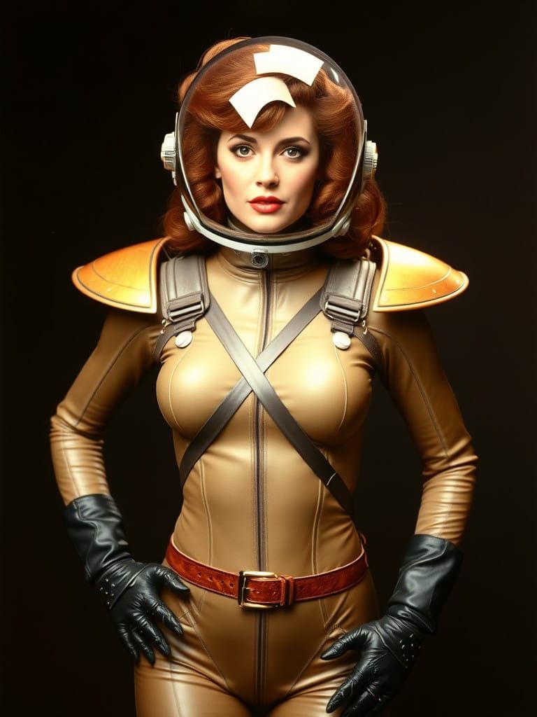 Retro Sci-Fi Space Adventurer in Metallic Wetsuit
