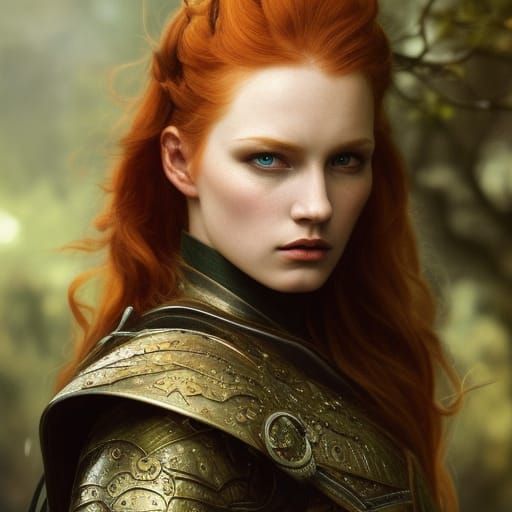 Stunning Ginger Warrior in Dark Fantasy Style