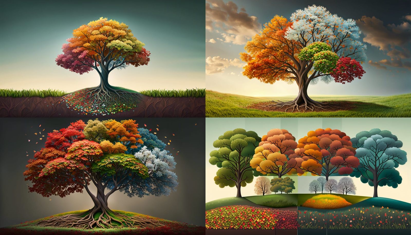 Four Seasons Tree: Winter, Summer, Spring, Fall