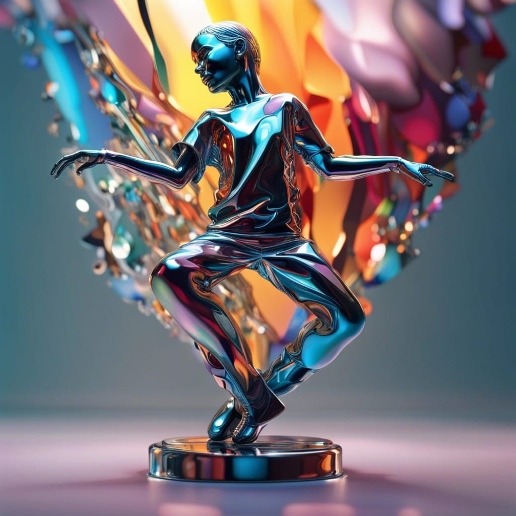 Fluid Mirror Dancer: Hyperrealistic Splash Art