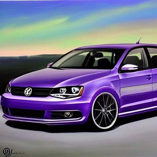 Midnight Purple Volkswagon Jetta GLI Autobahn as Oil Paintin...
