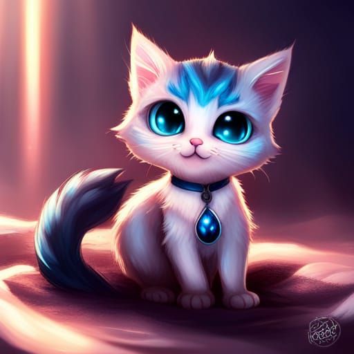 Cybernetic Cat-Angel-Demon Kitten Digital Art