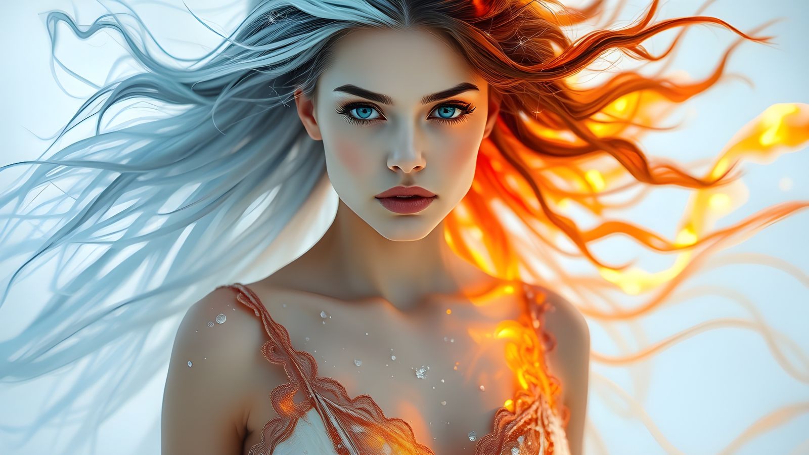 Ice and Fire Woman: A Beautiful Elemental Portrait