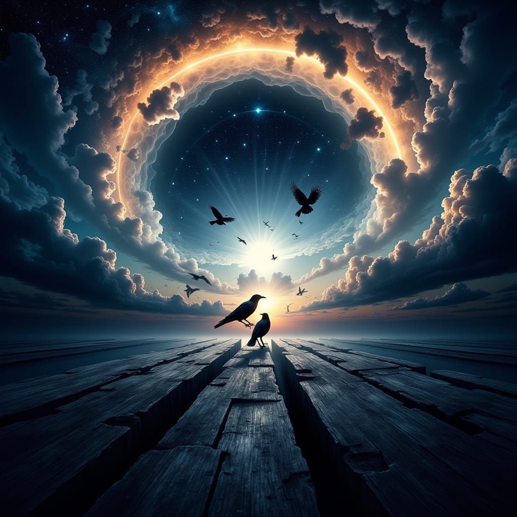 Crows Dissolving into Event Horizon with Molecular Network