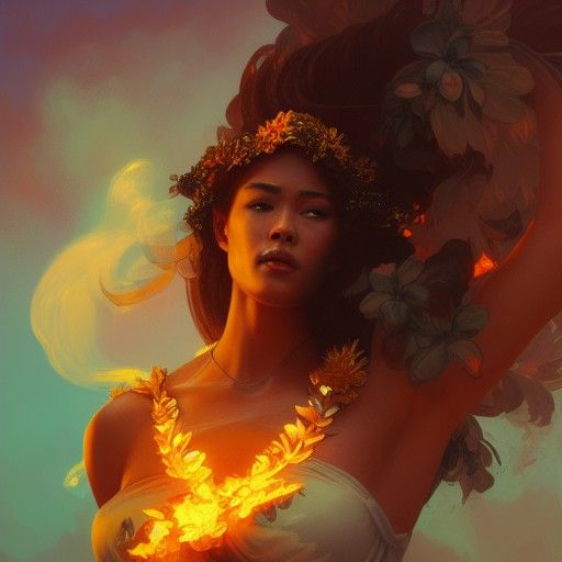Volcanic Goddess Pele: Hyperdetailed Artstation Portrait