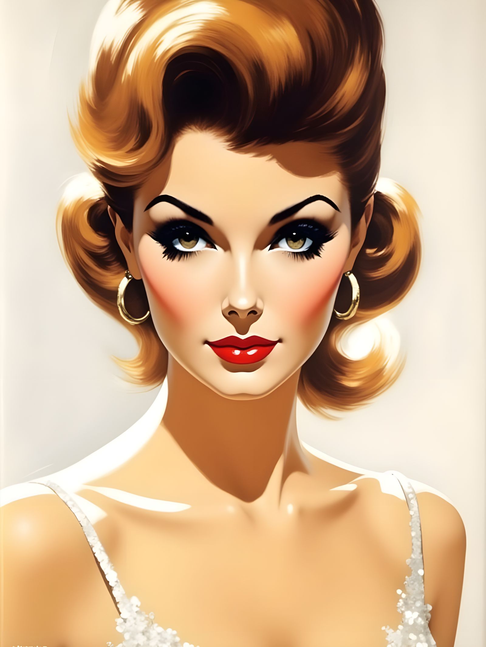 Vintage Pin-Up Beauty with Beehive Hair