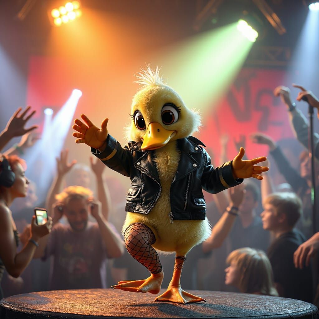Punk Rock Duckling Dances in Mosh Pit: Pixar-Inspired 3D Ani...