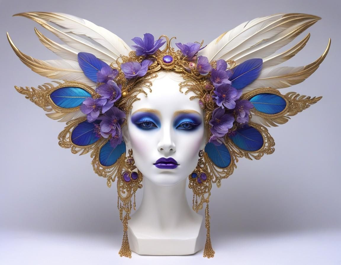 Gilded Swan Woman Portrait in Fantasycore Style