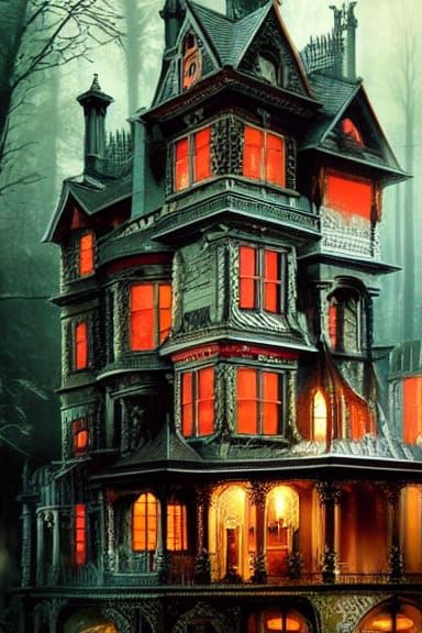 Haunted Victorian House in Sinister Woods