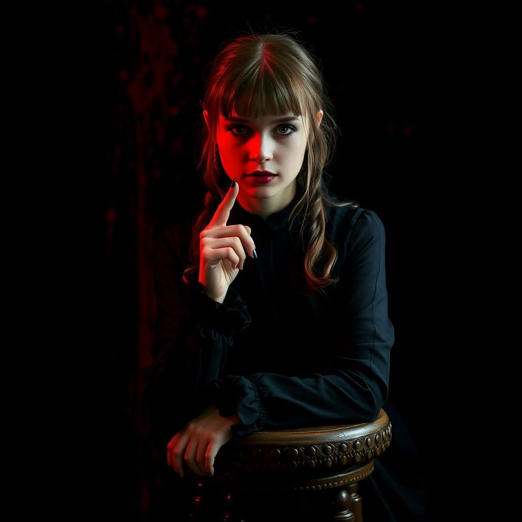 Wednesday Addams Portrait in Rembrandt Lighting