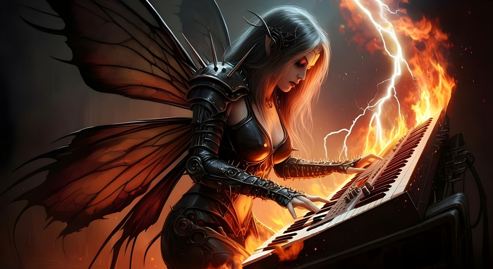 Death Metal Fairy Composing Fiery Lightning Music