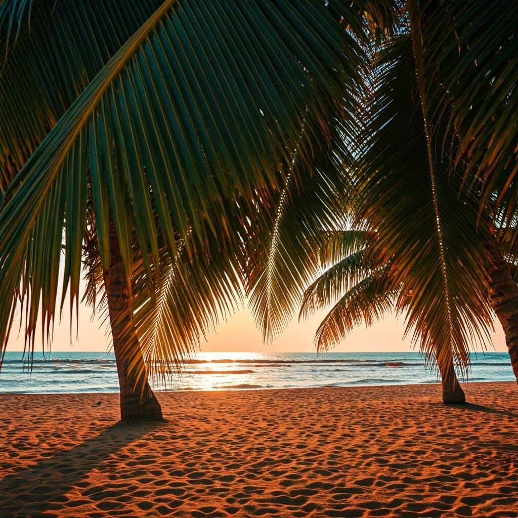Lush Palm Grove at Sunset