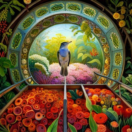 Nightingale Sings in Botanical Network, Richly Detailed