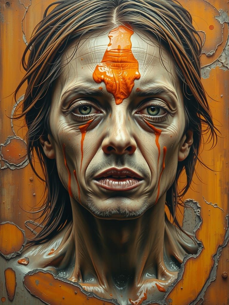 Surreal Portrait of Disappointment in Eerie Landscape