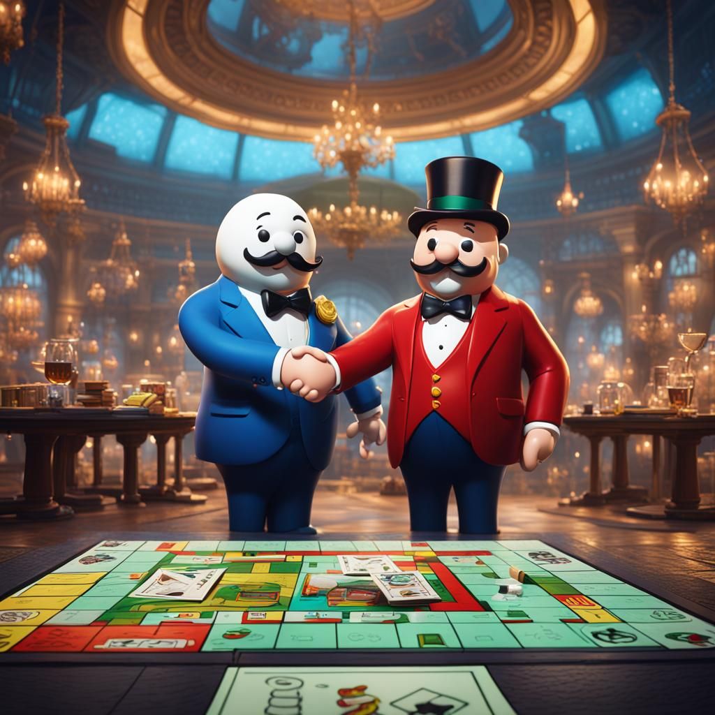 Monopoly Guy and Mr. Pringle: A Handshake