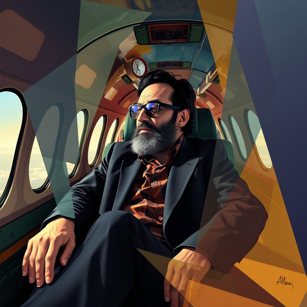 Allen Ginsberg in a Futuristic Art Deco Airplane
