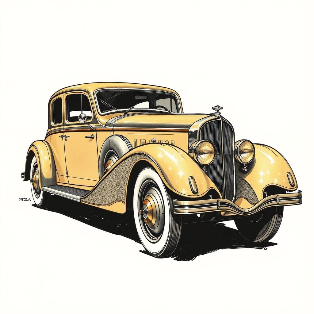 Vintage Art Deco Automobile with Luxurious Metallic Accents