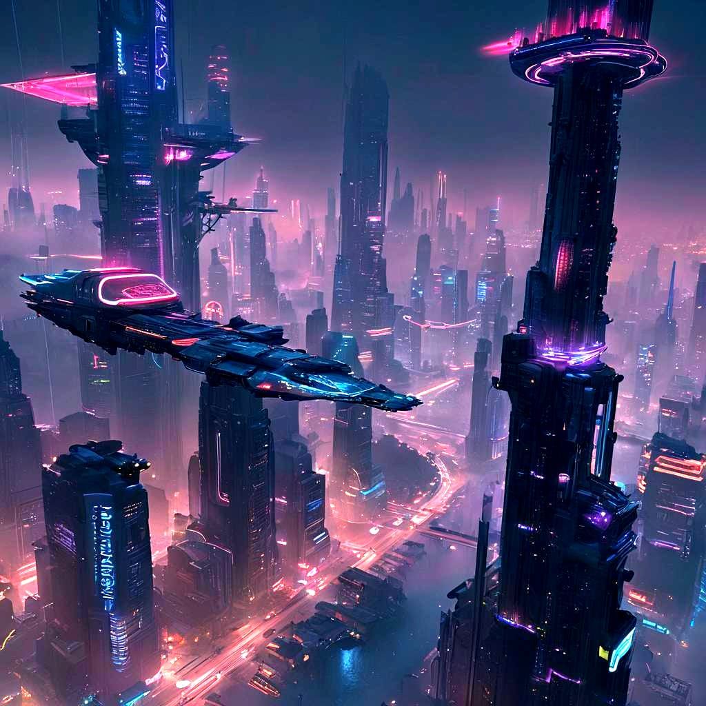 Floating City of the Future in 3D Style