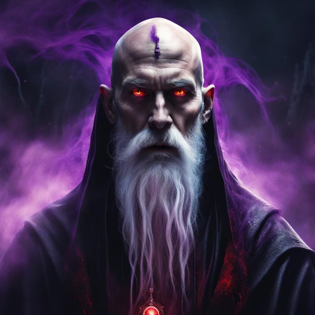 Occult Priest with Third Eye in Dark City