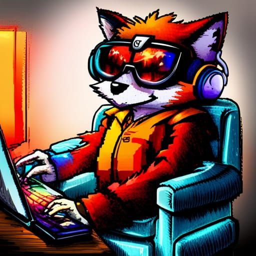 Chibi Gamer Fox in 8-Bit Pixel Art