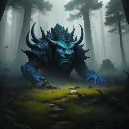 Humbaba in Cedar Forest: Detailed Matte Painting