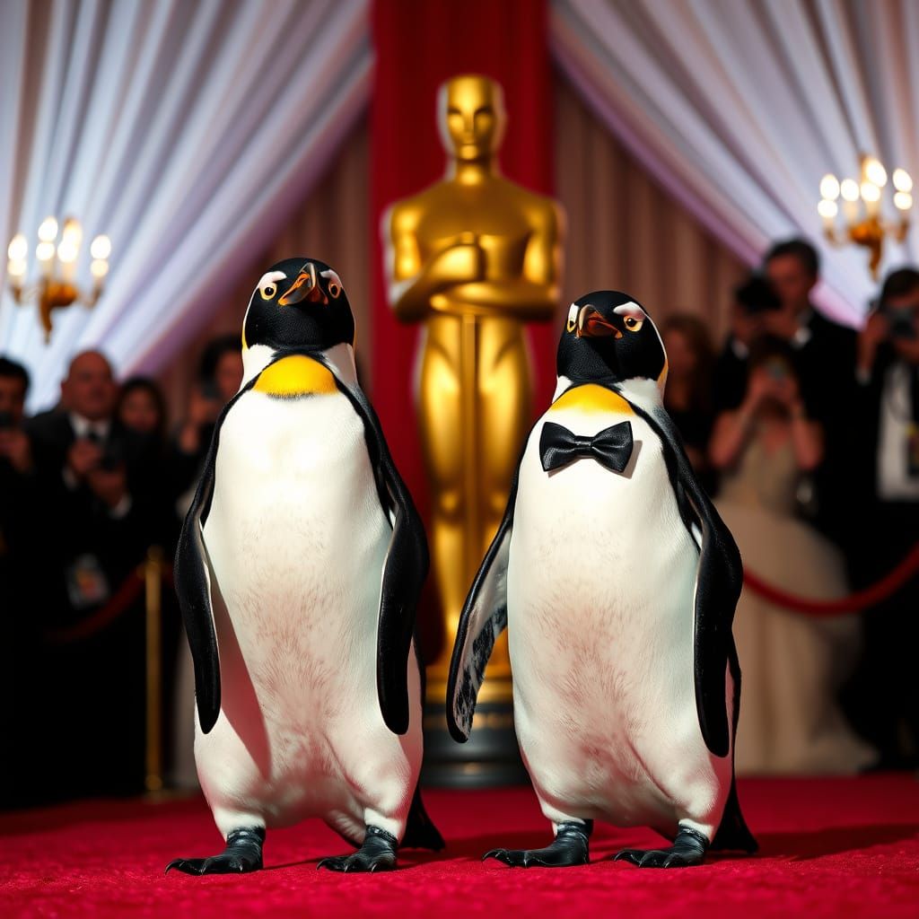 Glamorous Penguin Duo Steals the Red Carpet Show