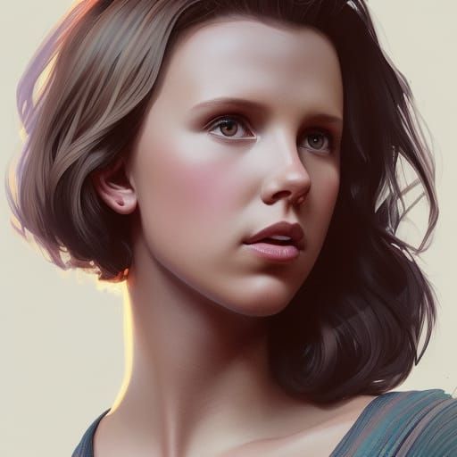 Millie Bobby Brown Portrait in Art Nouveau Style