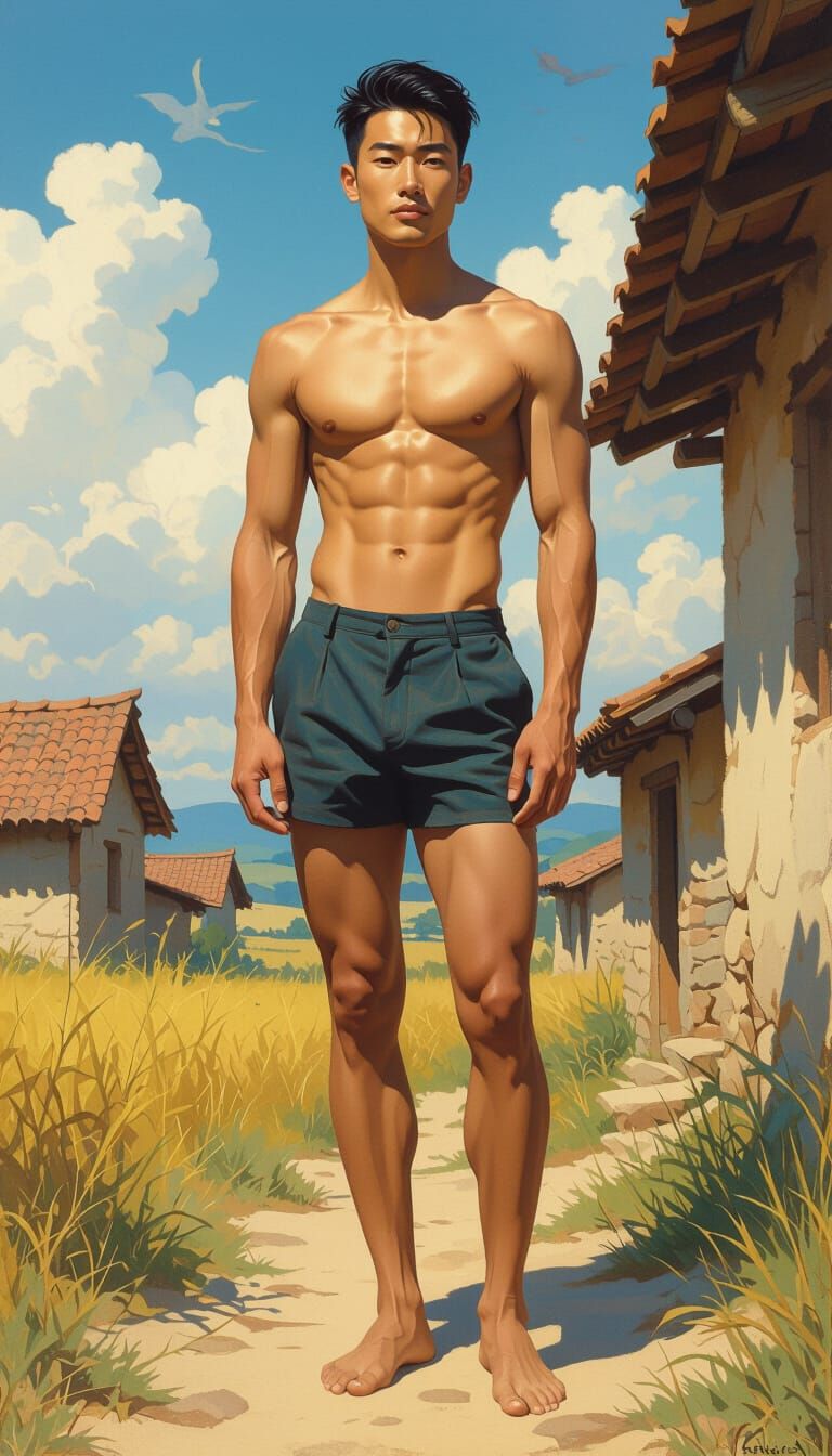 Surreal Midsummer Countryside Portrait in Style of Carel Wil...