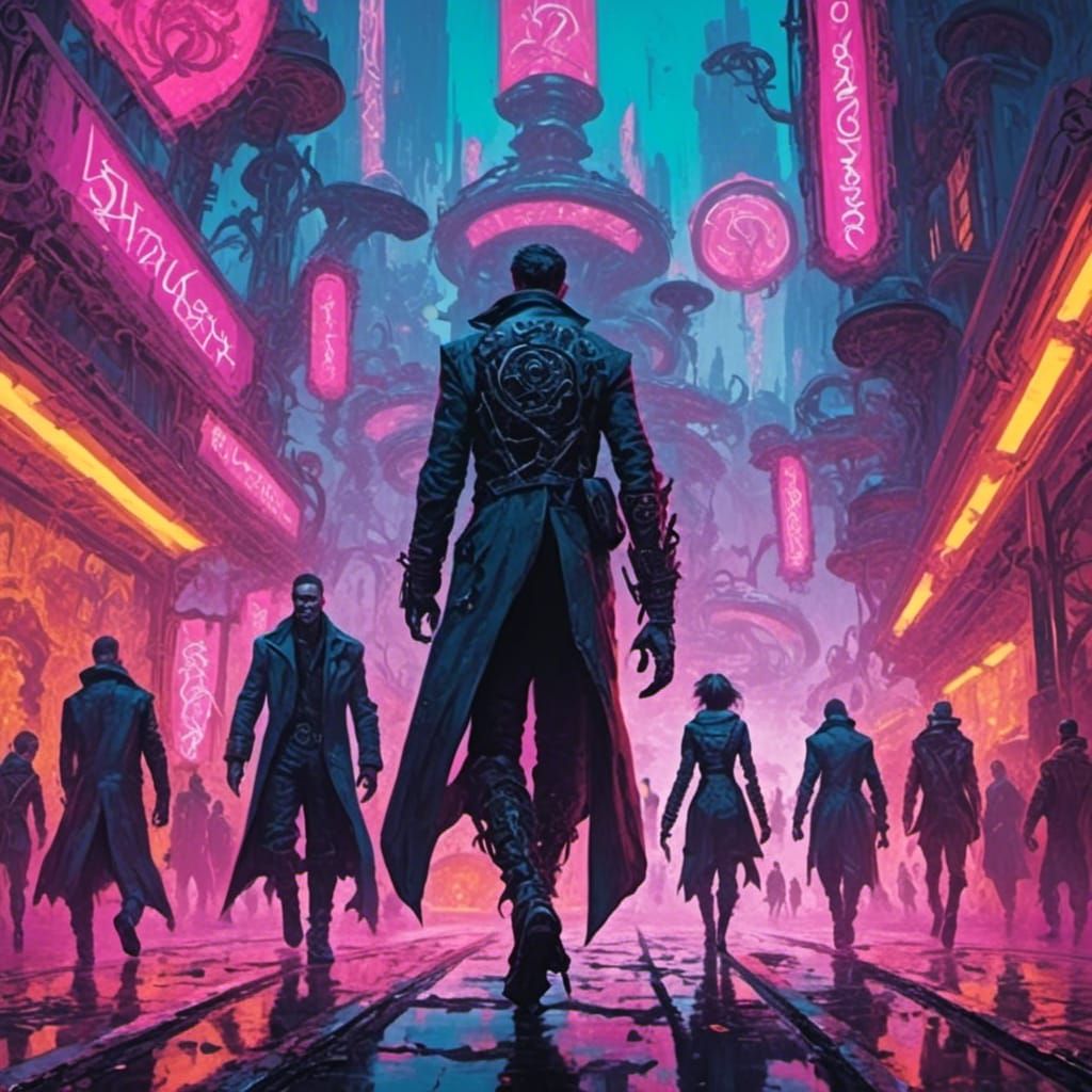 Cyberpunk 2099 Neon Dystopian Scene