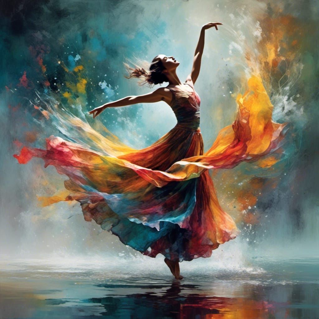 Ethereal Dancer in Pool: Fantasy Digital Matte Painting