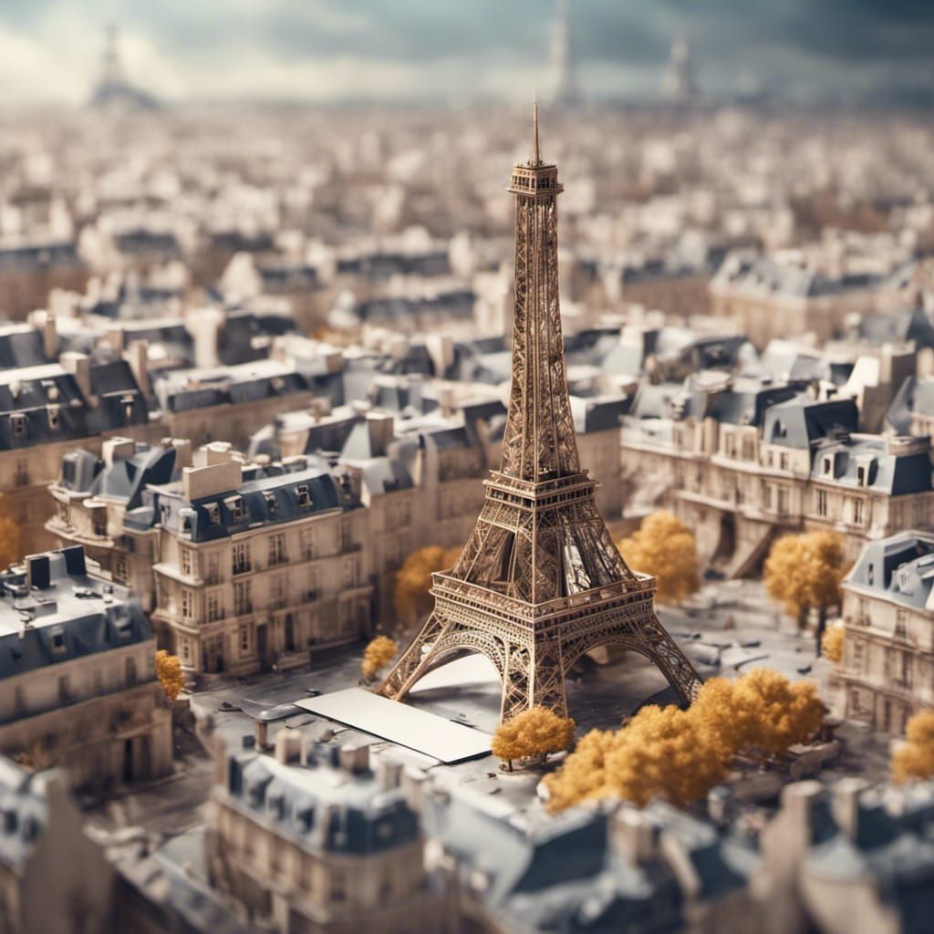 Eiffel Tower Origami Papercraft in Paris