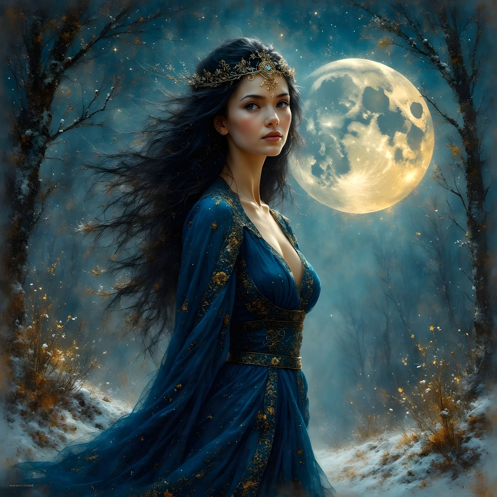 Goddess of the Moonlit Night in Intricate Textured 3D