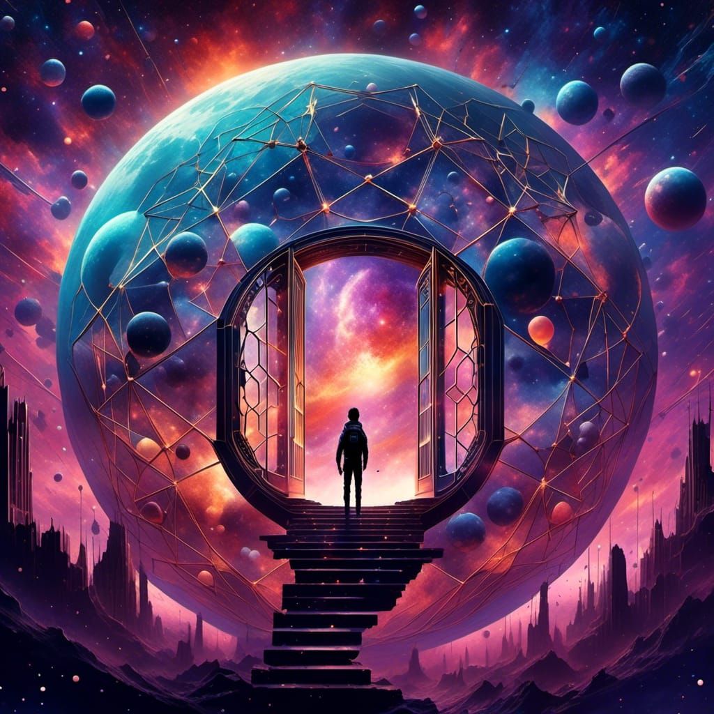 Science Fiction Cover: Multiverse Portal with Silhouette