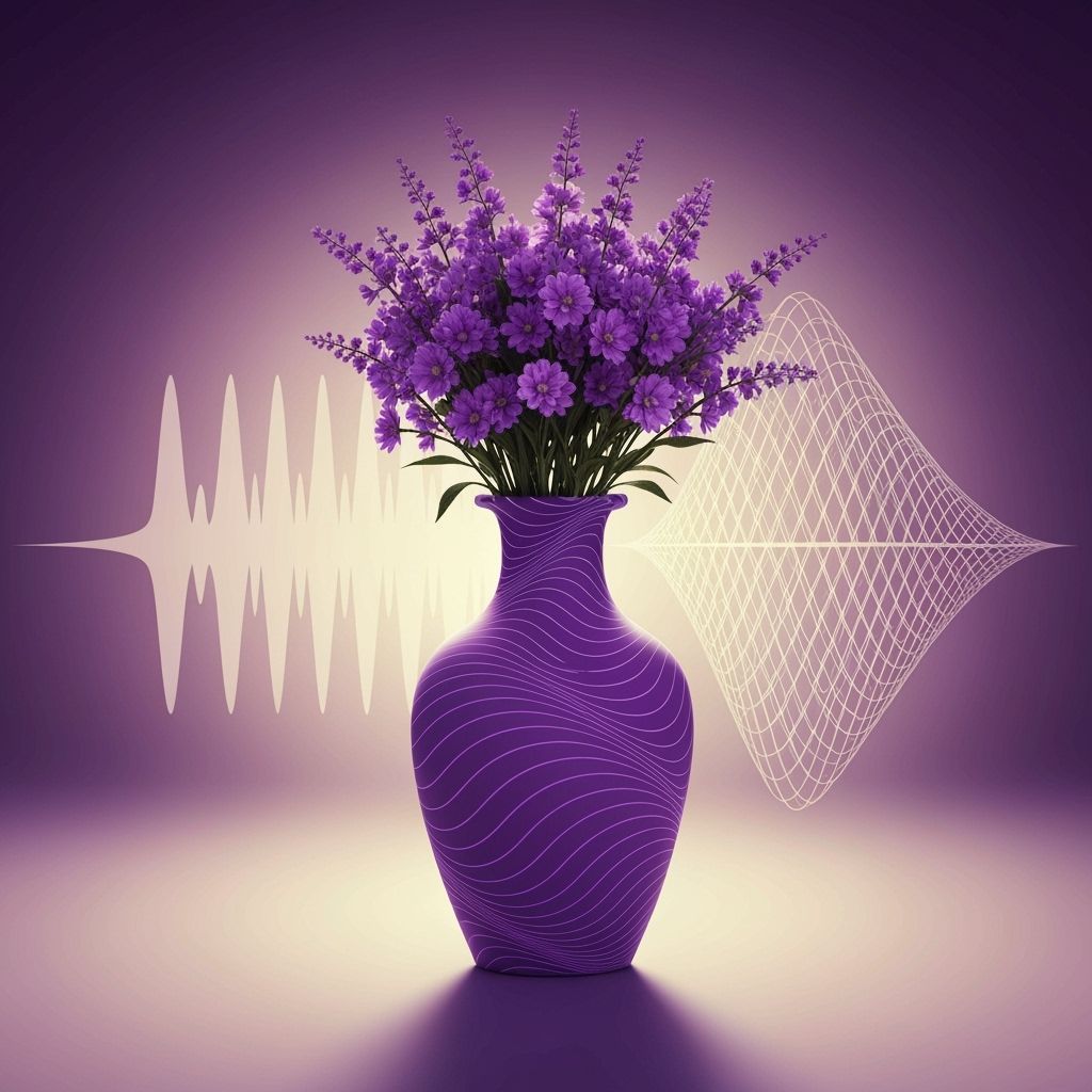 Purple Vase with Flowers in Fourier Transform Style