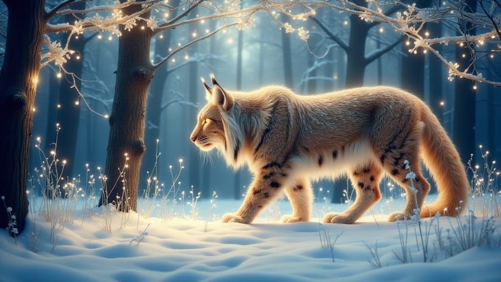 Lynx in Boreal Forest: Detailed Wildlife Art