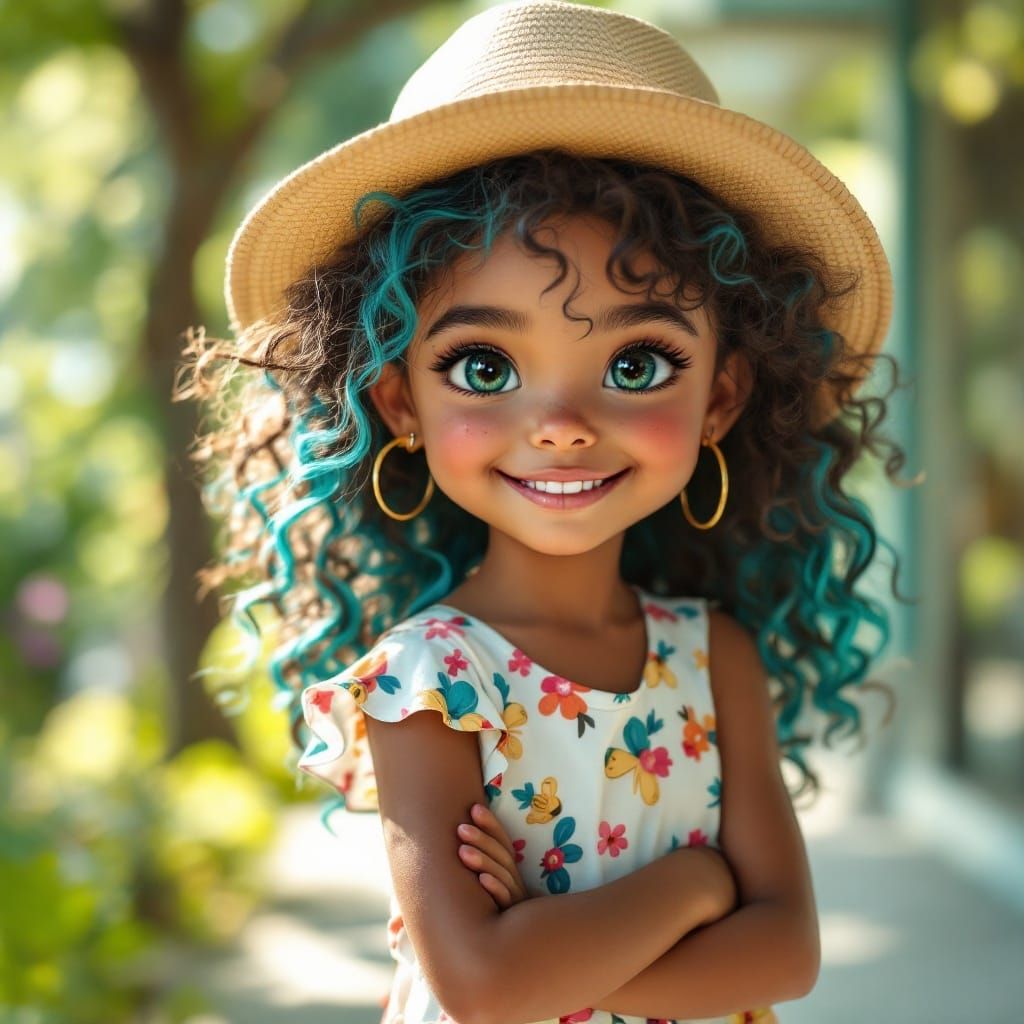 Charming Girl Portrait with Emerald Eyes, Photorealistic 8K