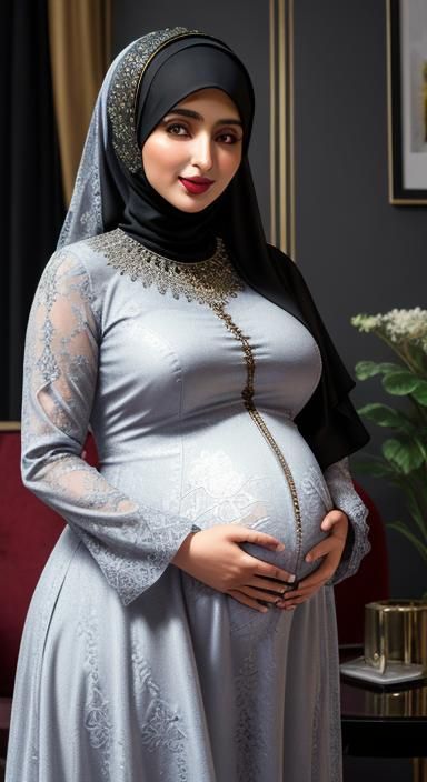 Realistic Portrait of Pregnant Woman in Hijab