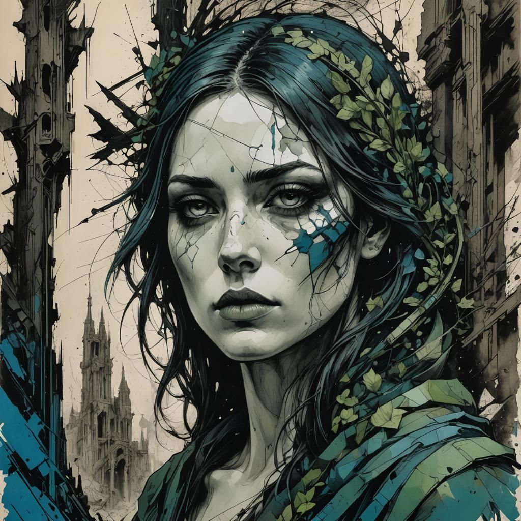 Dark Dream: Lost Innocence in Charcoal and Crayon