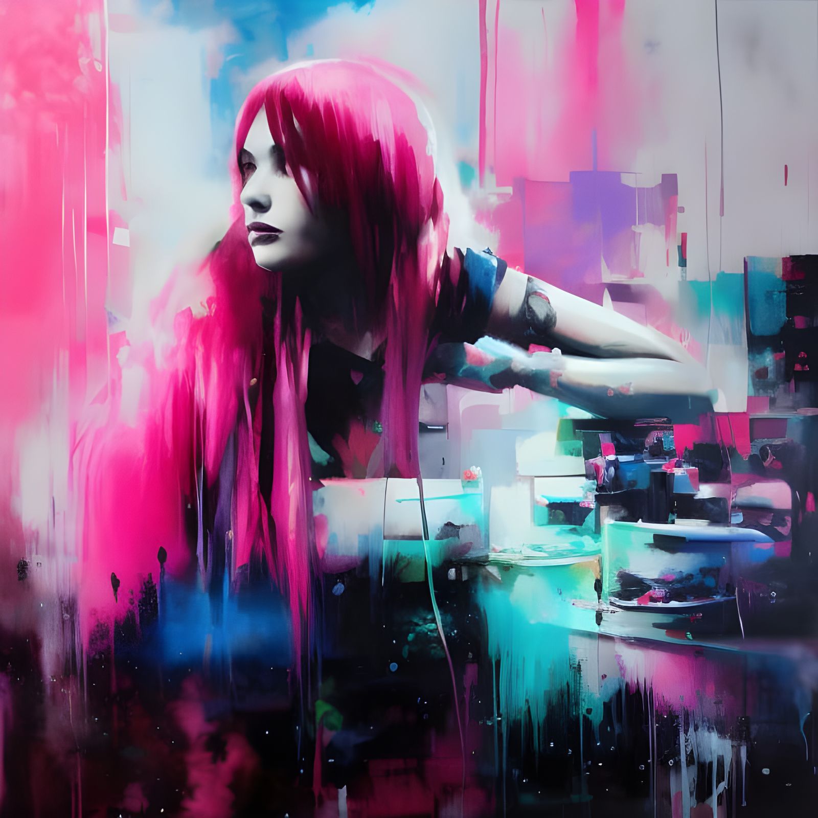 Radiant DJ Acrylic Painting in Bedroom