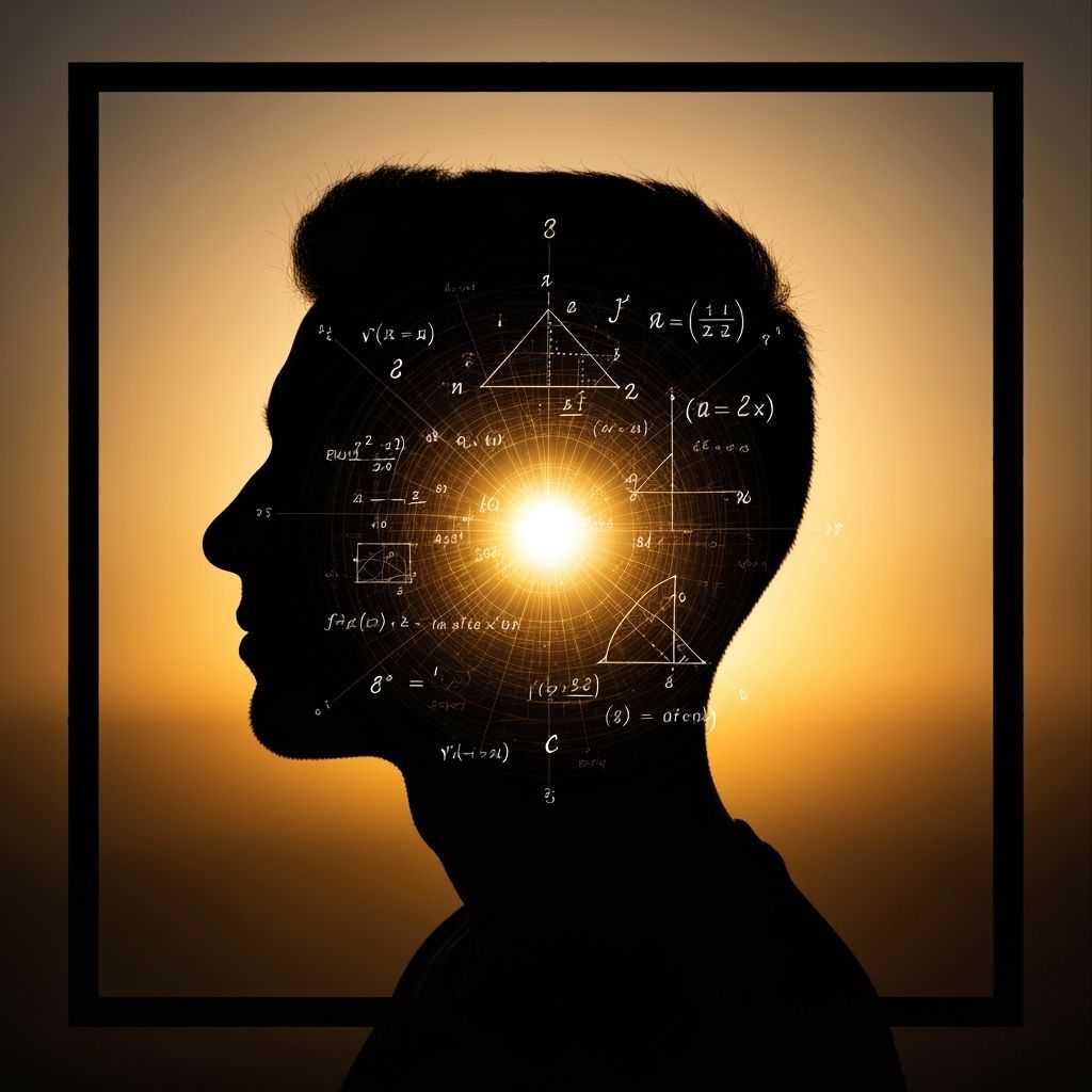 Man's Silhouette Double Exposure With Math Symbols
