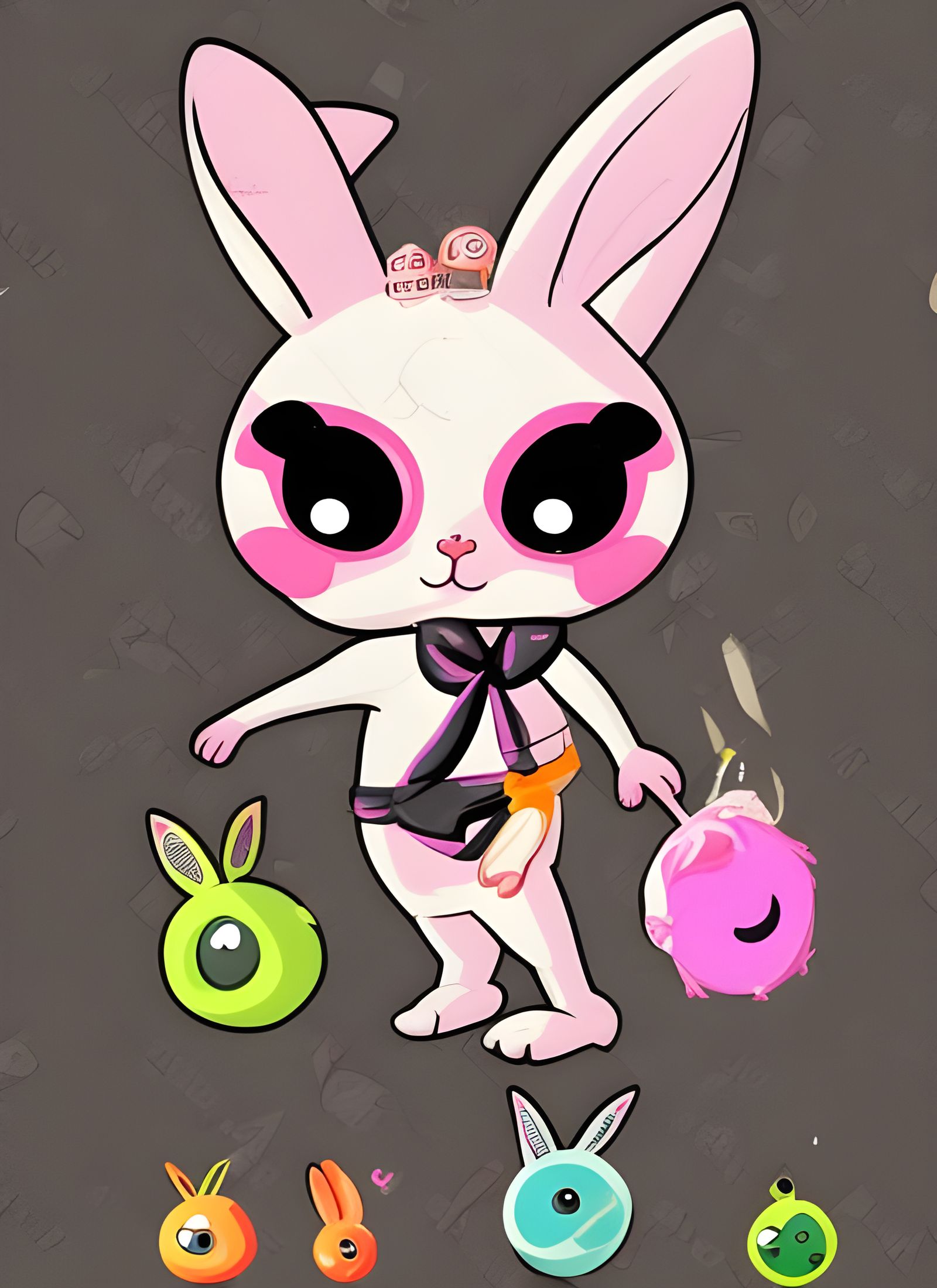 Cute Bunny Ninja Assassin in Cartoon Style
