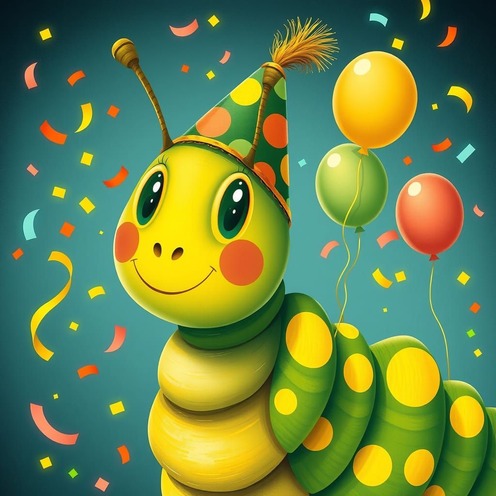 Happy Caterpillar Party in Art Nouveau Style