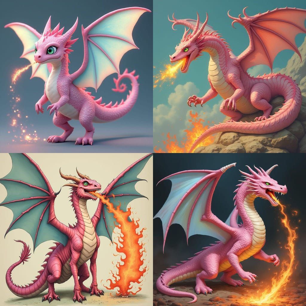 Majestic Fire-Breathing Wyvern in Pastel Hues