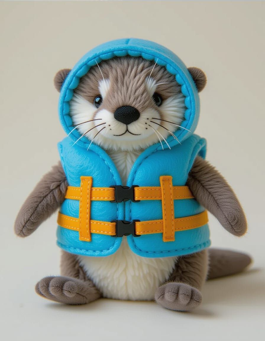 Blue Felt Otter in Beatrix Potter Style