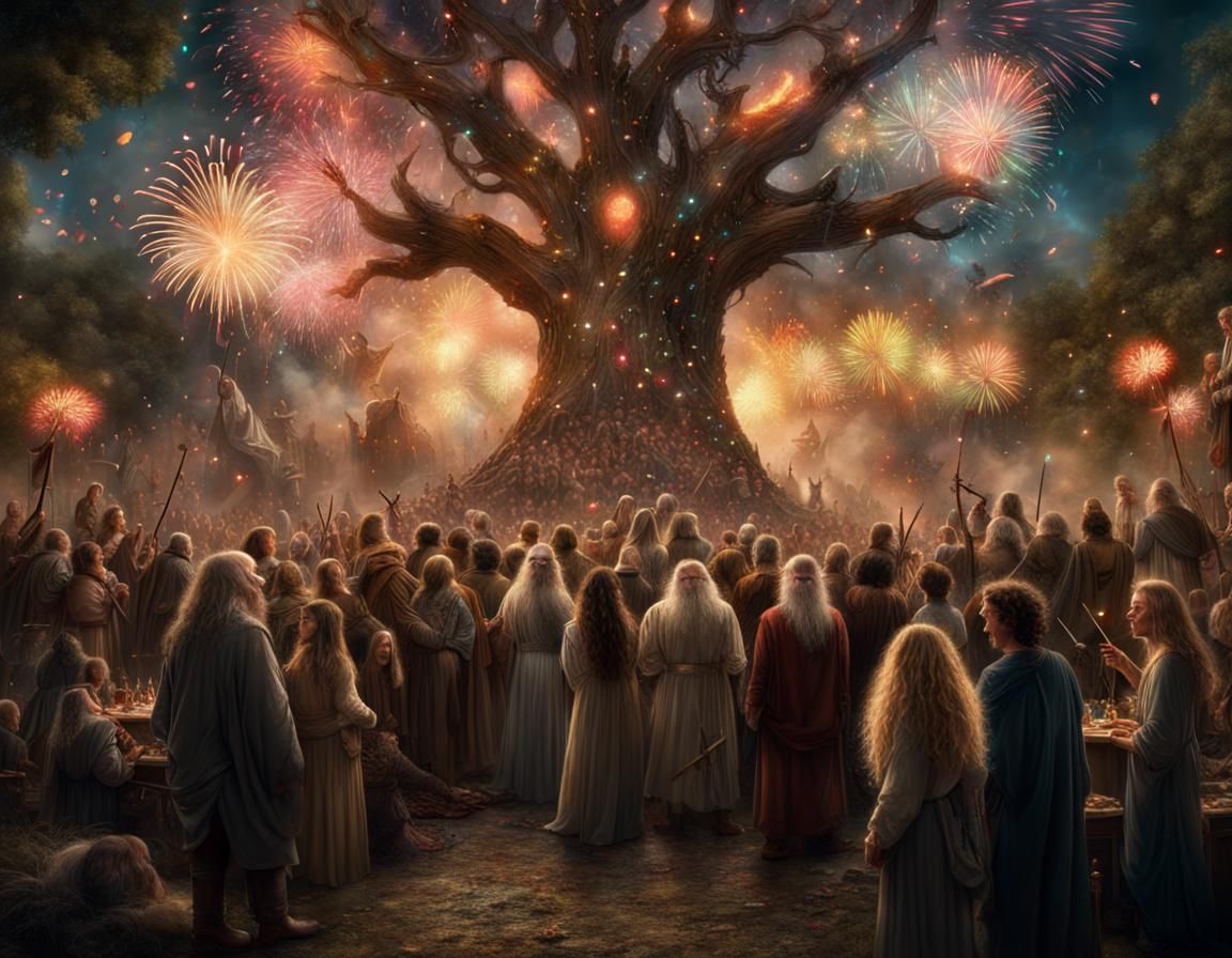Gandalf's Fireworks Party with Hobbits
