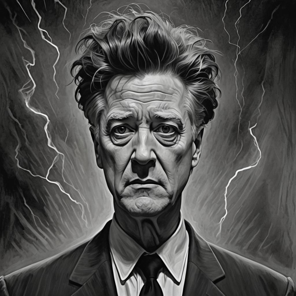 David Lynch as Eraserhead: A Haunting Digital Portrait