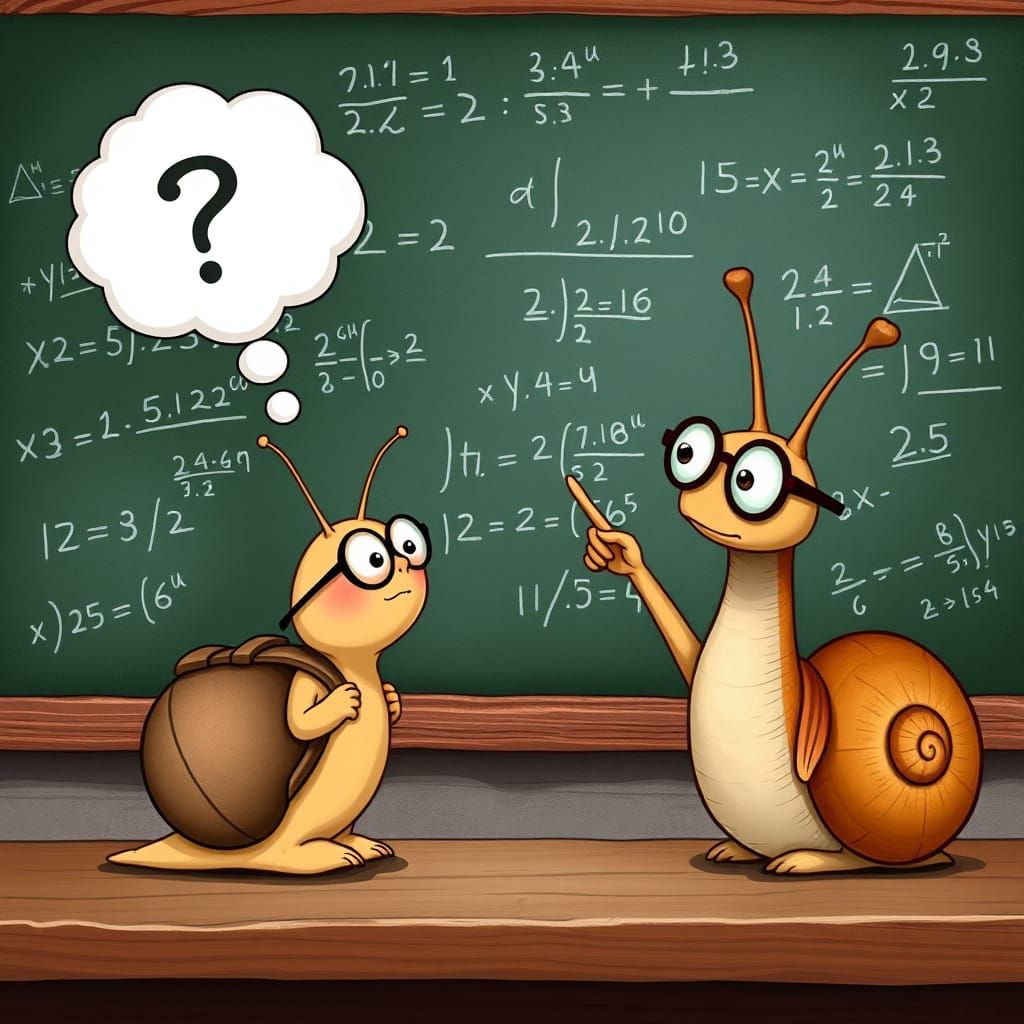 Student Snail Wonders About Math, Illustrated Style