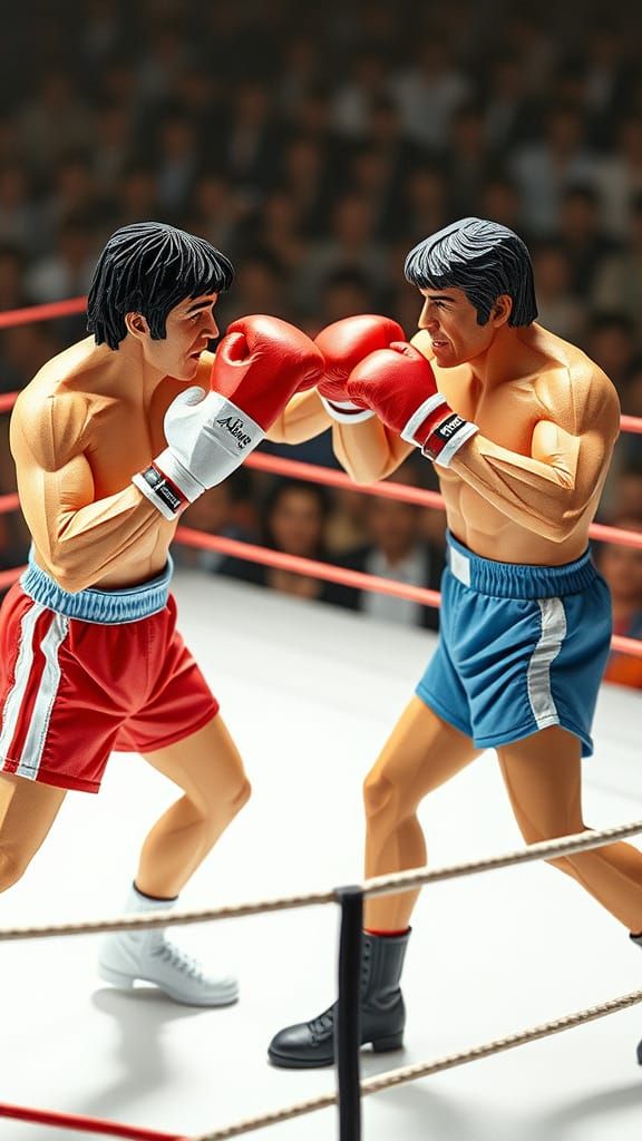 Rocky and Sylvester Boxing: Delicate Origami Papercraft