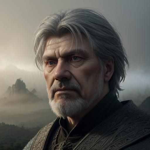 Oleg Meets Wise Elder in Fog-Shrouded Valley