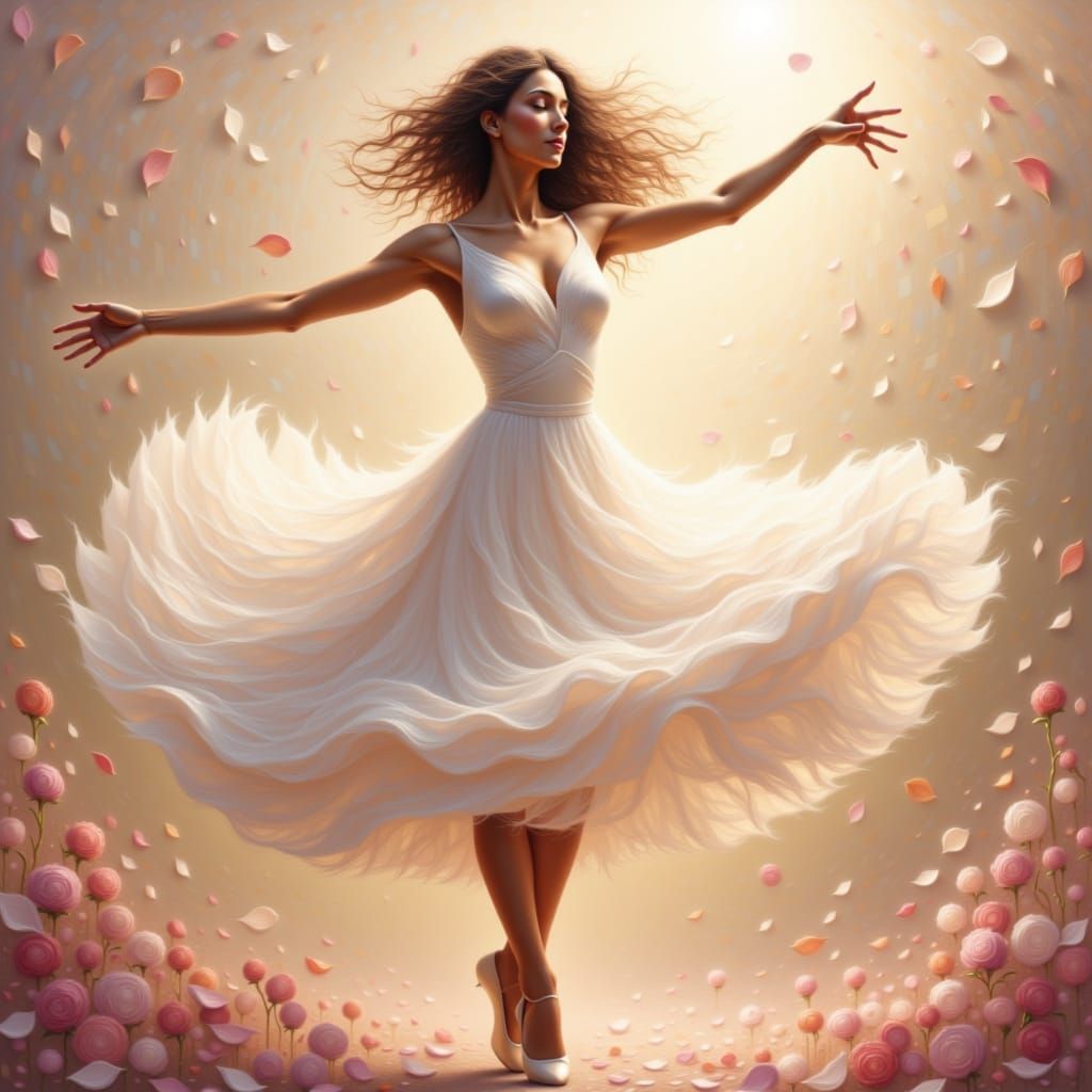 Elegant Ballet Dancer in Motion with Anime Style